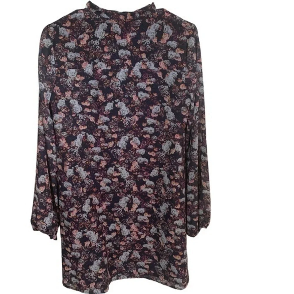 Cece Floral Long Sleeve Neck Tie Dress Size